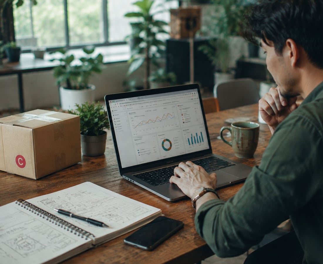 A business owner reviewing company documents