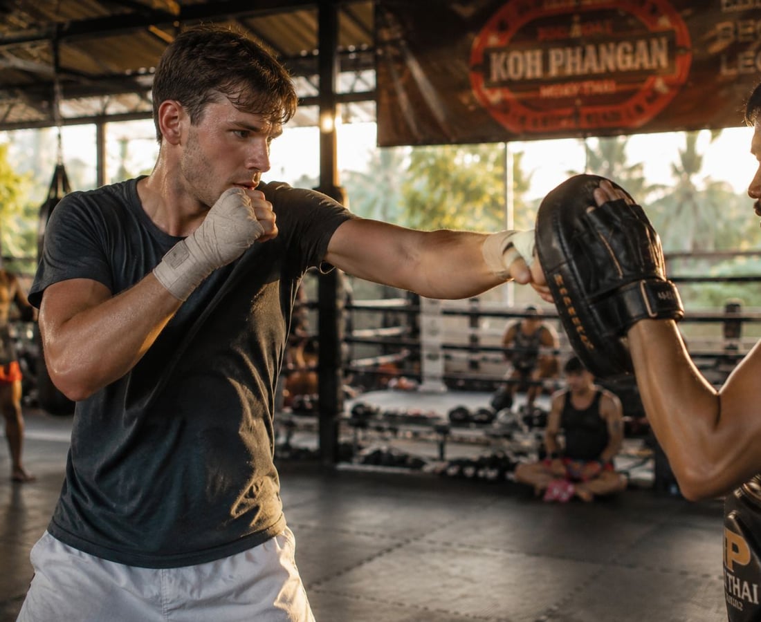 Muay Thai training at a gym