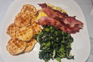 Sunrise Waffle Breakfast with Callaloo