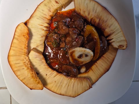 Braised Kidney with Roast Breadfruit
