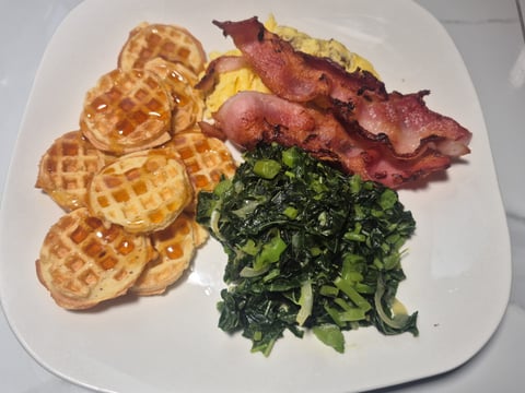 Sunrise Waffle Breakfast with Callaloo