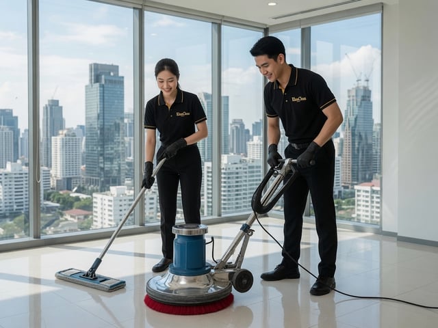 Office Floor Scrubbing and Polishing in Bangkok