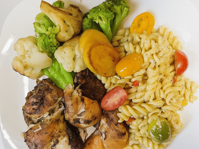 Easy Jerk Chicken, Pasta Salad & Stir-Fry Vegetable Meal You Can Make at Home