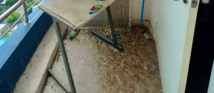 Pigeon Poop Balcony Cleaning at Police Flat Phra Khanong